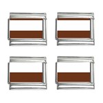 Horizontal Stripes - White and Auburn Brown 9mm Italian Charm (4 pack)
