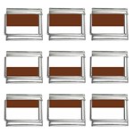 Horizontal Stripes - White and Auburn Brown 9mm Italian Charm (9 pack)