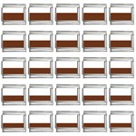 Horizontal Stripes - White and Auburn Brown 9mm Italian Charm (25 pack)