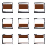 Horizontal Stripes - White and Auburn Brown Mega Link Italian Charm (9 pack)