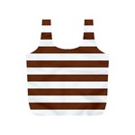 Horizontal Stripes - White and Auburn Brown Full Print Recycle Bag (S)