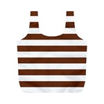 Horizontal Stripes - White and Auburn Brown Full Print Recycle Bag (M)