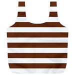 Horizontal Stripes - White and Auburn Brown Full Print Recycle Bag (XL)