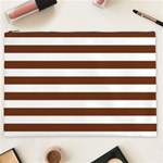 Horizontal Stripes - White and Auburn Brown Cosmetic Bag (XXL)