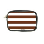 Horizontal Stripes - White and Auburn Brown Coin Purse