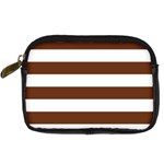 Horizontal Stripes - White and Auburn Brown Digital Camera Leather Case