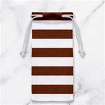 Horizontal Stripes - White and Auburn Brown Jewelry Bag