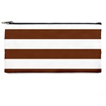 Horizontal Stripes - White and Auburn Brown Pencil Case