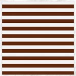 Horizontal Stripes - White and Auburn Brown Canvas 20  x 20 