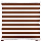 Horizontal Stripes - White and Auburn Brown Large Flano Cushion Case (Two Sides)