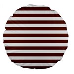 Horizontal Stripes - White and Auburn Brown Large 18  Premium Flano Round Cushion