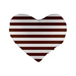 Horizontal Stripes - White and Auburn Brown Standard 16  Premium Heart Shape Cushion
