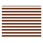 Horizontal Stripes - White and Auburn Brown Double Sided Flano Blanket (Large)