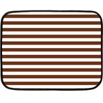 Horizontal Stripes - White and Auburn Brown Double Sided Fleece Blanket (Mini)