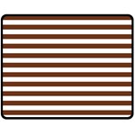 Horizontal Stripes - White and Auburn Brown Fleece Blanket (Medium) (One Side)