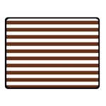 Horizontal Stripes - White and Auburn Brown Fleece Blanket (Small) (One Side)