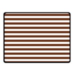 Horizontal Stripes - White and Auburn Brown Double Sided Fleece Blanket (Small) (Two Sides)