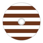 Horizontal Stripes - White and Auburn Brown CD Wall Clock