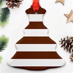 Horizontal Stripes - White and Auburn Brown Christmas Tree Ornament (Two Sides)