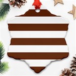 Horizontal Stripes - White and Auburn Brown Ornament (Snowflake)