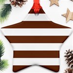 Horizontal Stripes - White and Auburn Brown Star Ornament (Two Sides)