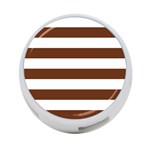 Horizontal Stripes - White and Auburn Brown 4-Port USB Hub (One Side)