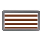 Horizontal Stripes - White and Auburn Brown Memory Card Reader (Mini)