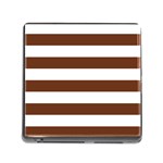 Horizontal Stripes - White and Auburn Brown Memory Card Reader (Square)