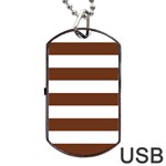 Horizontal Stripes - White and Auburn Brown Dog Tag USB Flash (Two Sides)