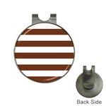 Horizontal Stripes - White and Auburn Brown Golf Ball Marker Hat Clip