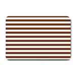 Horizontal Stripes - White and Auburn Brown Small Doormat