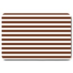 Horizontal Stripes - White and Auburn Brown Large Doormat