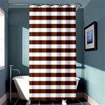 Horizontal Stripes - White and Auburn Brown Shower Curtain 36  x 72  (Stall)