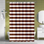 Horizontal Stripes - White and Auburn Brown Shower Curtain 48  x 72  (Small)