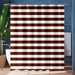 Horizontal Stripes - White and Auburn Brown Shower Curtain 60  x 72  (Medium)