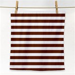 Horizontal Stripes - White and Auburn Brown Face Towel