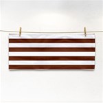 Horizontal Stripes - White and Auburn Brown Hand Towel