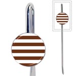 Horizontal Stripes - White and Auburn Brown Book Mark