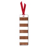 Horizontal Stripes - White and Auburn Brown Small Book Mark