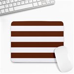 Horizontal Stripes - White and Auburn Brown Small Mousepad