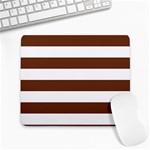 Horizontal Stripes - White and Auburn Brown Large Mousepad
