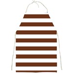 Horizontal Stripes - White and Auburn Brown Full Print Apron
