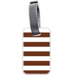 Horizontal Stripes - White and Auburn Brown Luggage Tag (Two Sides)