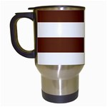 Horizontal Stripes - White and Auburn Brown Travel Mug (White)