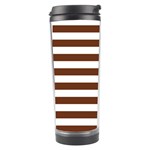 Horizontal Stripes - White and Auburn Brown Travel Tumbler
