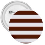 Horizontal Stripes - White and Auburn Brown 3  Button