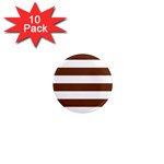 Horizontal Stripes - White and Auburn Brown 1  Mini Magnet (10 pack)