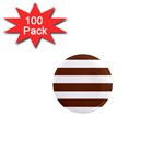 Horizontal Stripes - White and Auburn Brown 1  Mini Magnet (100 pack)