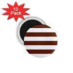 Horizontal Stripes - White and Auburn Brown 1.75  Magnet (10 pack)
