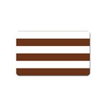 Horizontal Stripes - White and Auburn Brown Magnet (Name Card)